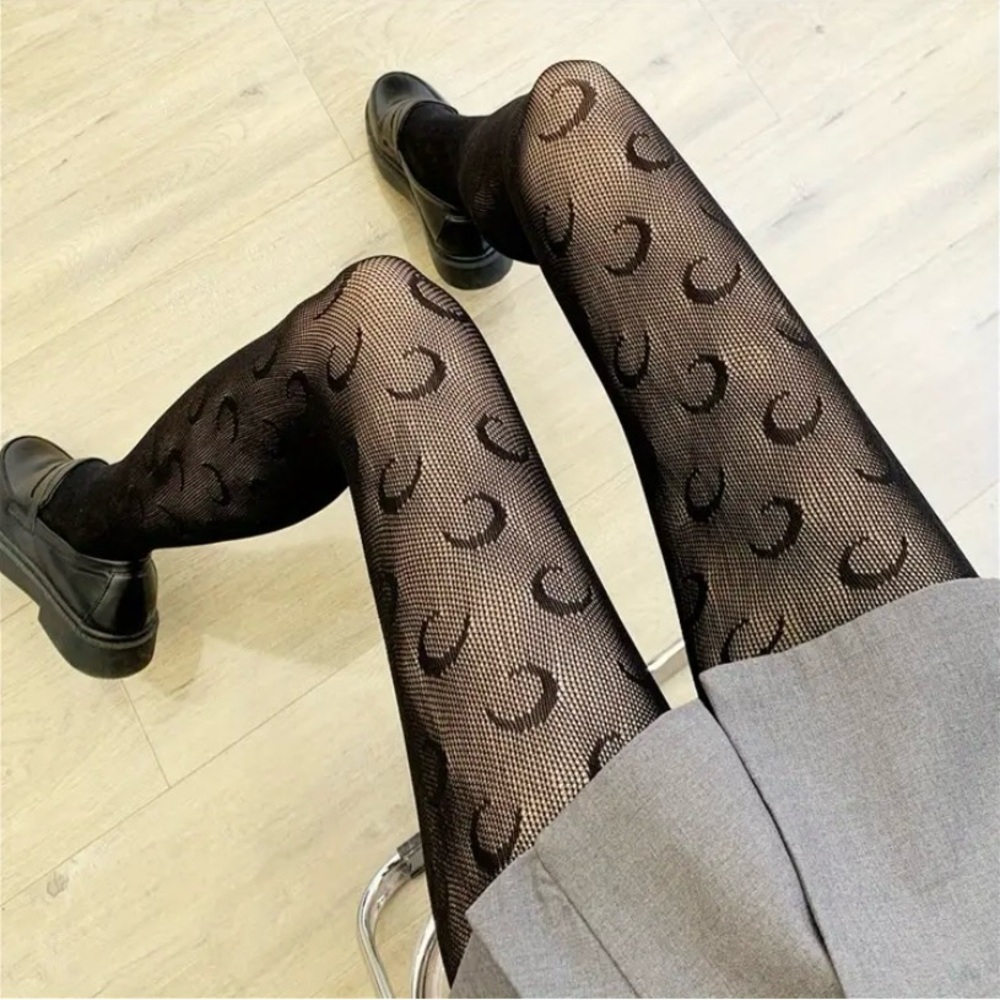 Black Moon Gothic Patterned Tights - image 4
